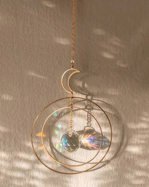 Moon And Hoop And Rainbow Crystal