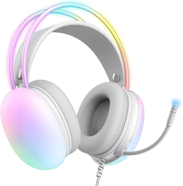 ONIKUMA X25 PRO RGB Gaming Headset – 3.5mm Wired Stereo Surround with Mic – White