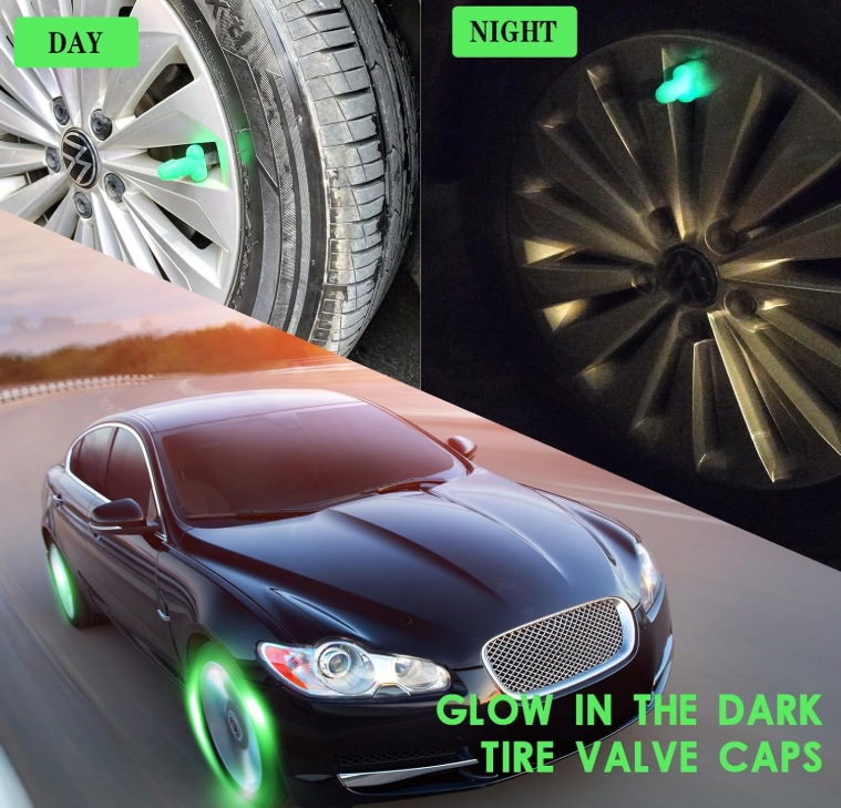 Car Luminous Tire Valve Cap (4 pcs set (Green))